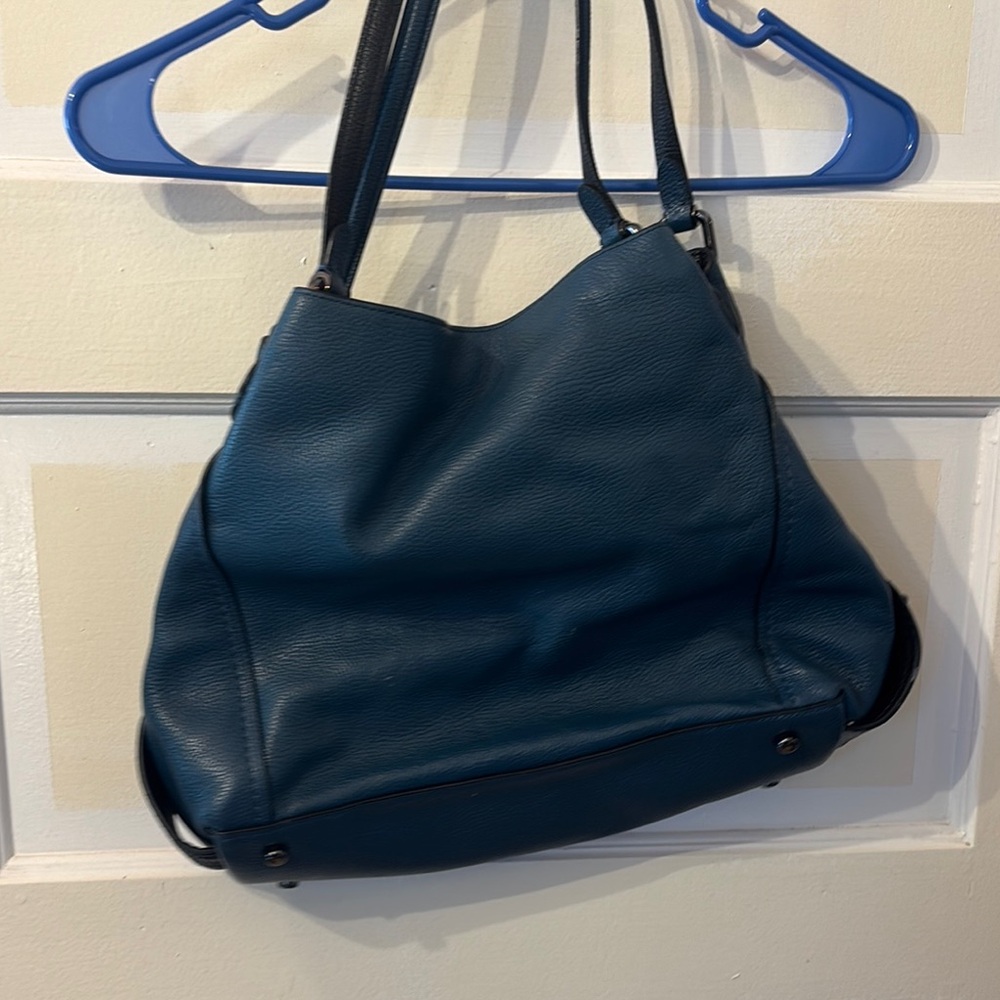 Coach Teal Leather Shoulder Tote - Picture 5 of 9